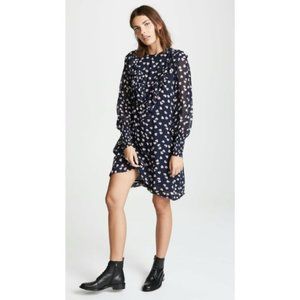 Ganni Rometty Georgette Smocked Floral Mini Dress